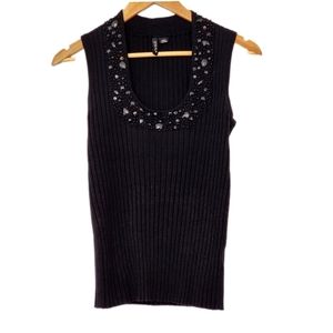 Ethyl ribbed embellished tank